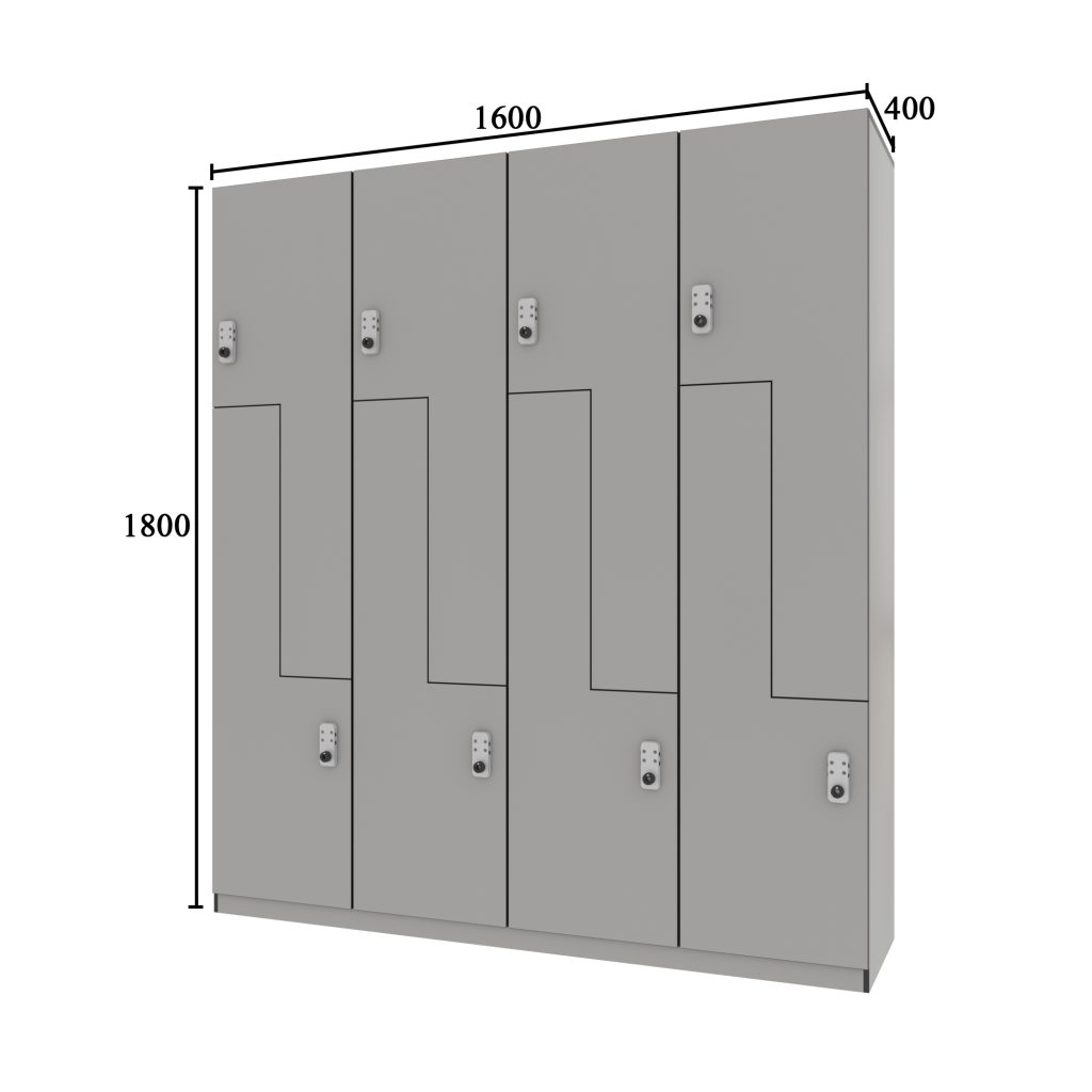 Phenolic storage locker in Z shape door