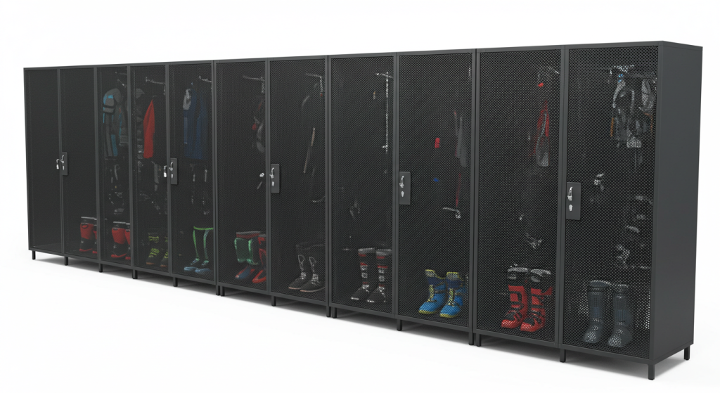 mesh lockers for carrying bags and boots