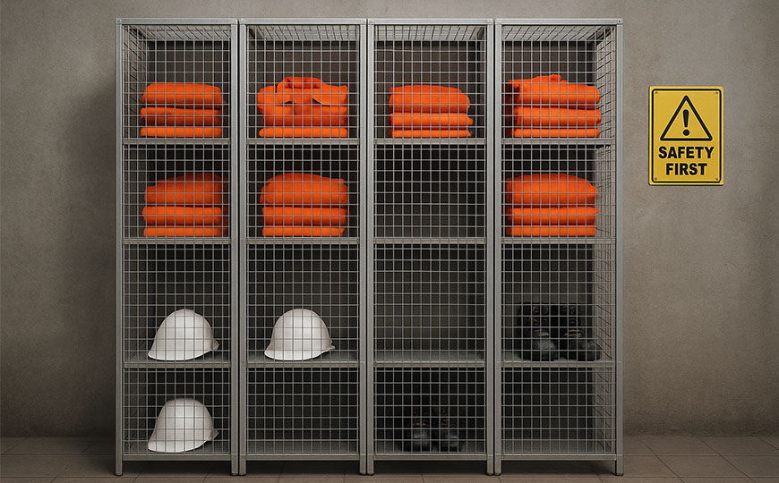 Iron perforated mesh locker for mining working environment