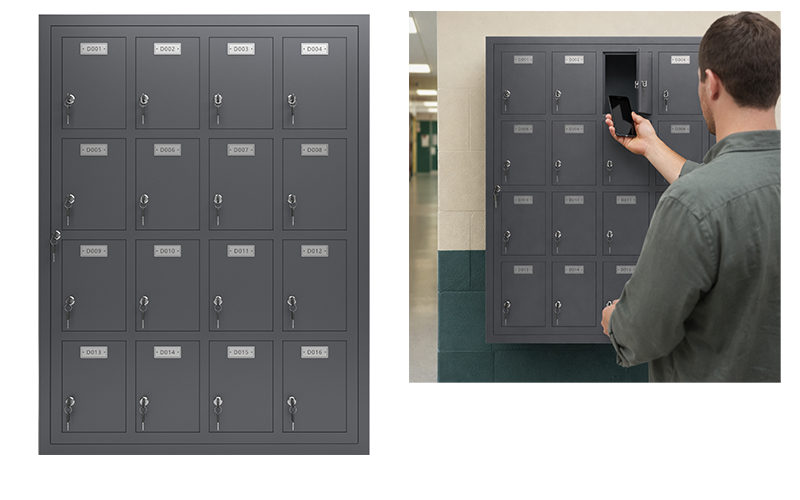 Secure Cell Phone Storage Locker in steel material