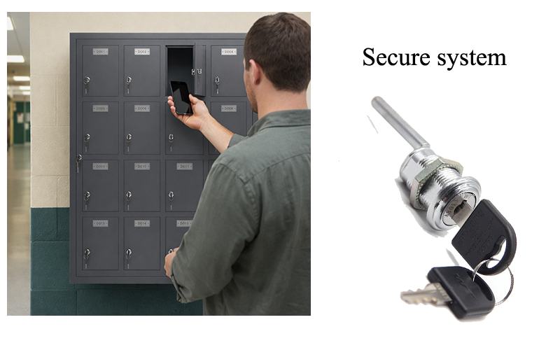 Cell phone storage locker in black color