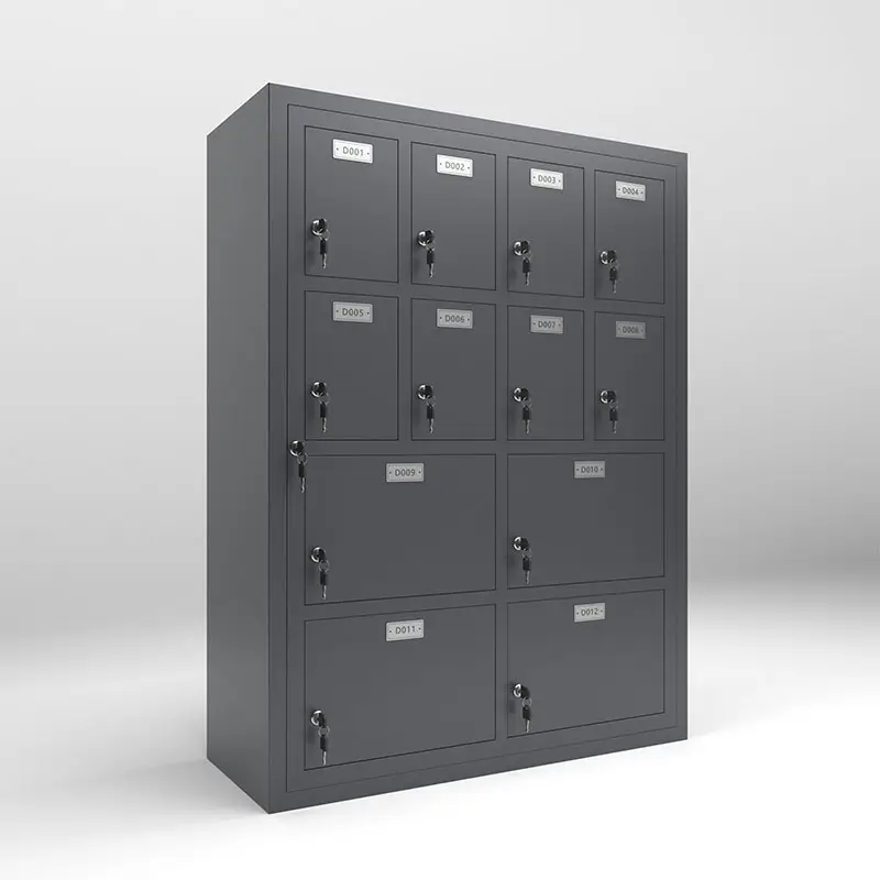 mobile device storage lockers with 12 doors