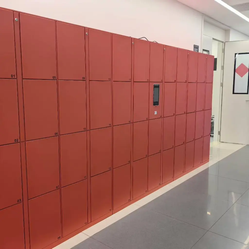 red lockers with Biometric Face fuction